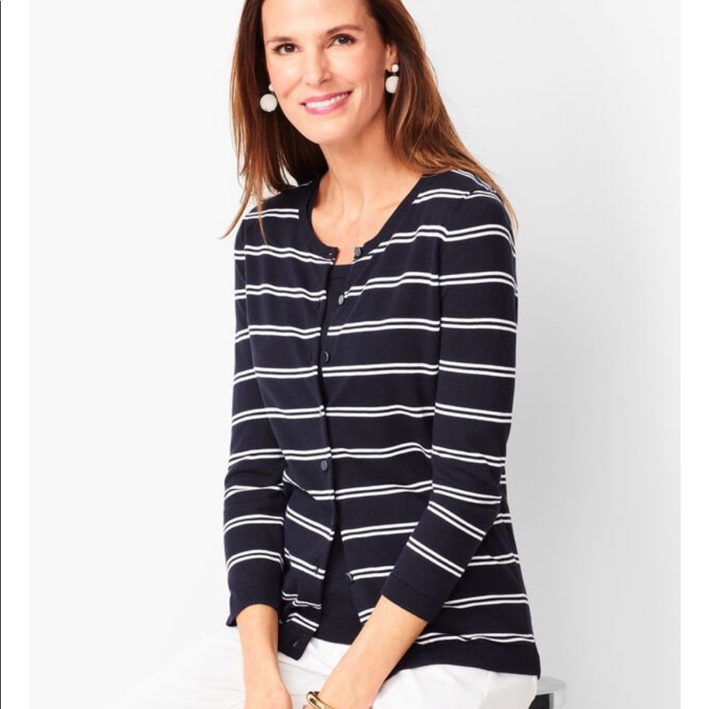 Talbots DOUBLE STRIPE CHARMING CARDIGAN